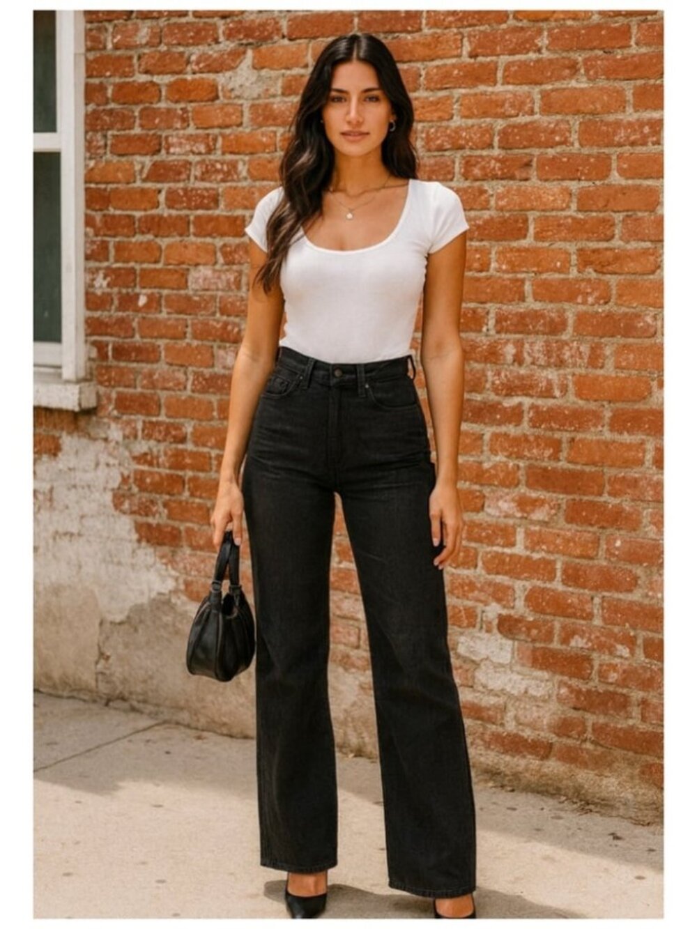 NWT RAG & BONE Alex High-Rise Straight Jeans Worn Black 23 MSRP $255